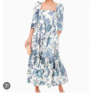 Cara Cara Blue Hill Floral Print Midi Dress - Size 2